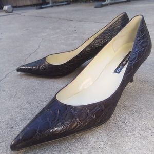 BANDOLINO | Dark Brown Crocodile Skin Pumps